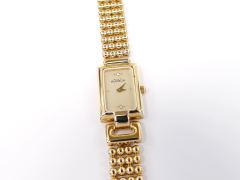 Michel Herbelin Perles 1079.B Rectangular Champagne Dial 18k Gold Plated